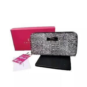 Trina Turk Black & White Croc zip around wallet